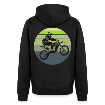 Motocross Retro - Unisex Premium Bio Zip Hoodie - Schwarz - Hinten - Nico (187cm)