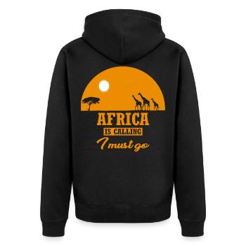 L'AFRIQUE EST APPELANT Je dois aller en Afrique Savannah Girafe - Veste à capuche bio Premium Unisexe - noir - Dos - Nico (187cm)