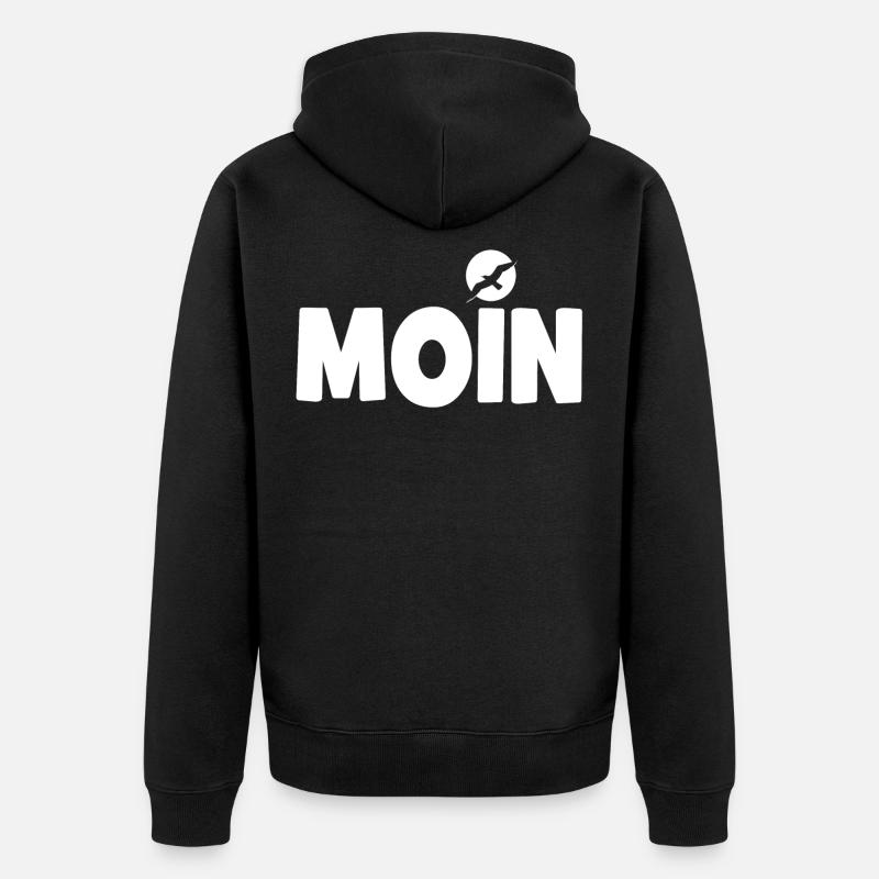 Moin mit Möwe - Unisex Premium Bio Zip Hoodie - Schwarz