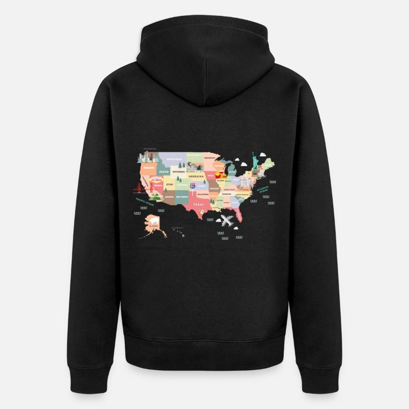États-Unis - Veste à capuche bio Premium Unisexe - noir