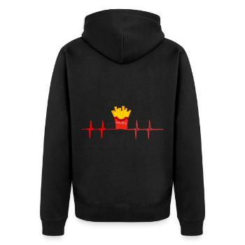 French fries Heartbeats French fries Gift - Unisex Premium Organic Zip Hoodie - black - Back - Nico (187cm)