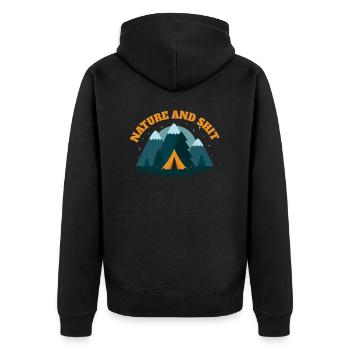 nature and shit - Unisex Premium Bio Zip Hoodie - Schwarz - Hinten - Nico (187cm)