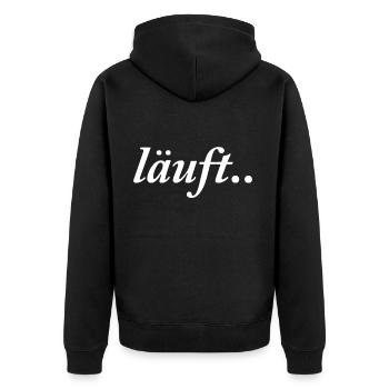 Läuft - Unisex Premium Bio Zip Hoodie - Schwarz - Hinten - Nico (187cm)