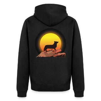Welsh Corgi retro gift shirt - Unisex Premium Organic Zip Hoodie - black - Back - Nico (187cm)