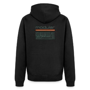 Vintage Modular Synthesizer - Analog DIY Synth - Unisex Premium Organic Zip Hoodie - black - Back - Nico (187cm)