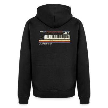 Vintage Juno60 Synthesizer Schaltplan - Analog - Unisex Premium Bio Zip Hoodie - Schwarz - Hinten - Nico (187cm)