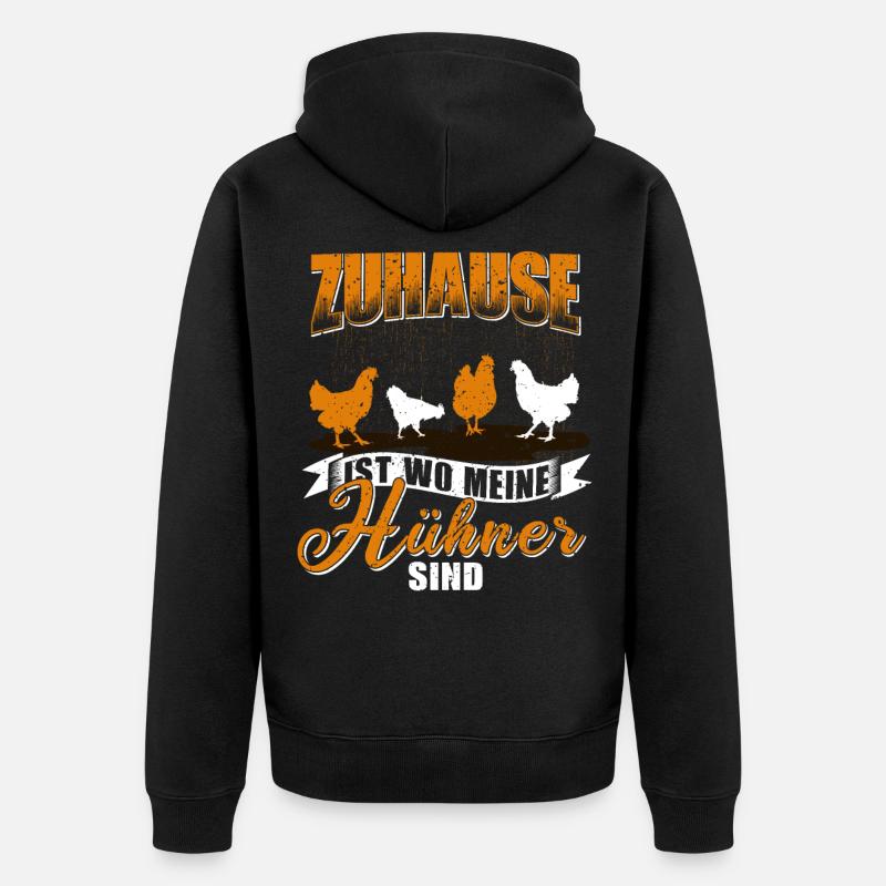Huhn Hühner Spruch Liebe - Unisex Premium Bio Zip Hoodie - Schwarz