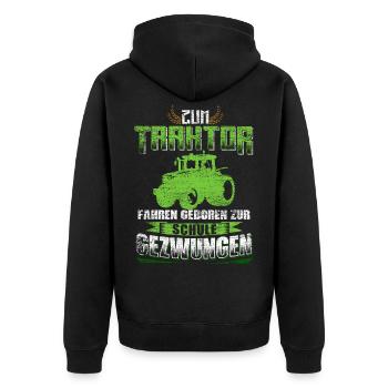 Landwirtschaft Traktor Spruch - Unisex Premium Bio Zip Hoodie - Schwarz - Hinten - Nico (187cm)