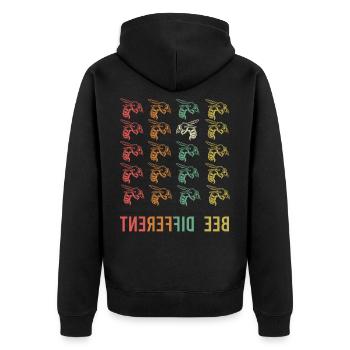 Bee Different Bee - Unisex Premium Organic Zip Hoodie - black - Back - Nico (187cm)