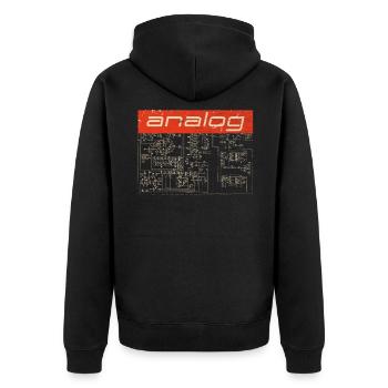 Synthesizer Analog Synth - Techno Attack Vintage - Unisex Premium Organic Zip Hoodie - black - Back - Nico (187cm)