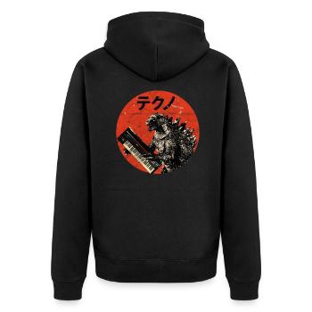 Analog Vintage Synthesizer - Japanese Retro - Unisex Premium Organic Zip Hoodie - black - Back - Nico (187cm)