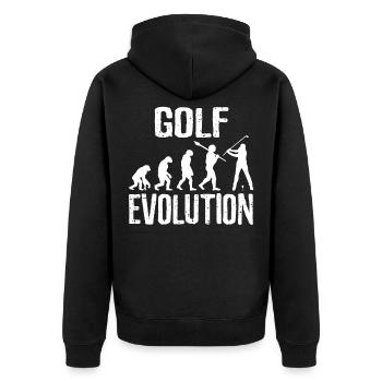 Golf Evolution - Unisex Premium Bio Zip Hoodie - Schwarz - Hinten - Nico (187cm)