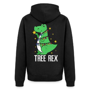 Dinosaurier - Unisex Premium Bio Zip Hoodie - Schwarz - Hinten - Nico (187cm)