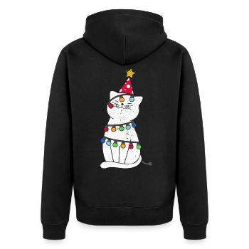 Cadeau de noël chat noël noël - Veste à capuche bio Premium Unisexe - noir - Dos - Nico (187cm)