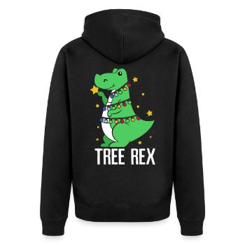 Dinosaurier Weihnachten Dino Christmas Geschenk - Unisex Premium Bio Zip Hoodie - Schwarz - Hinten - Nico (187cm)