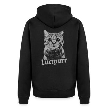Luzifer Okkulte Satanische Katze Lucipurr Antichrist - Unisex Premium Bio Zip Hoodie - Schwarz - Hinten - Nico (187cm)