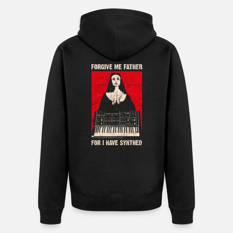 Synthed Vintage Synthesizer Analog Synth Retro - Unisex Premium Bio Zip Hoodie - Schwarz