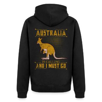 Australia Australia Holiday Kangaroo Gift Idea - Unisex Premium Organic Zip Hoodie - black - Back - Nico (187cm)