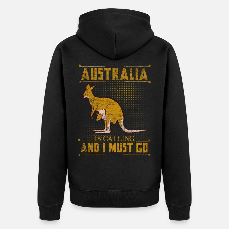 Australia Australien Urlaub Känguru Geschenkidee - Unisex Premium Bio Zip Hoodie - Schwarz