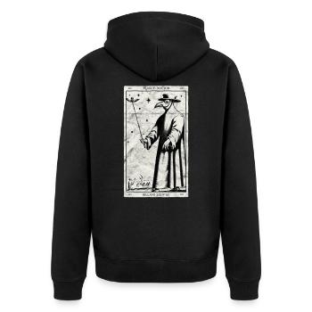 Pest Doktor Okkulter Schwarzer Tod Tarot Karte - Unisex Premium Bio Zip Hoodie - Schwarz - Hinten - Nico (187cm)