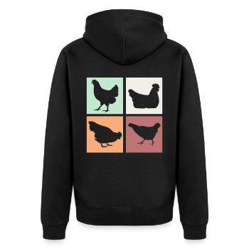 Chicken Chickens - Unisex Premium Organic Zip Hoodie - black - Back - Nico (187cm)