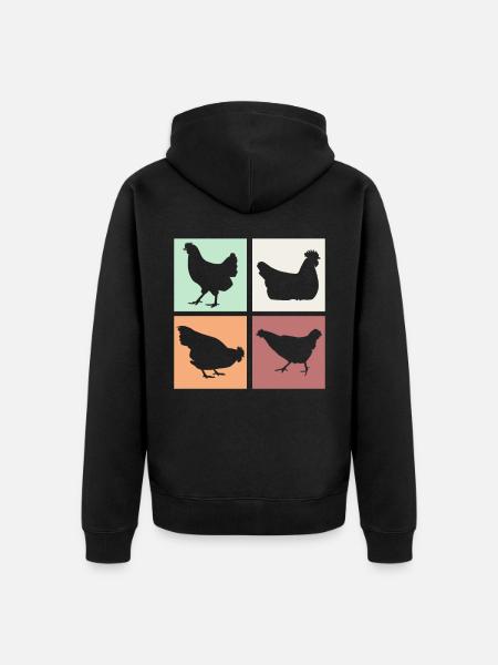 Chicken Chickens - Unisex Premium Organic Zip Hoodie - black