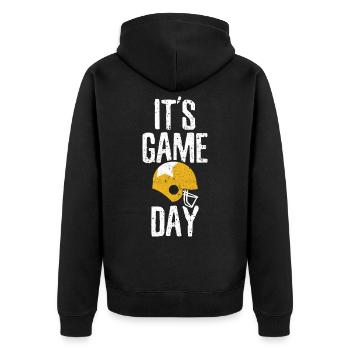 American football - Unisex Premium Organic Zip Hoodie - black - Back - Nico (187cm)