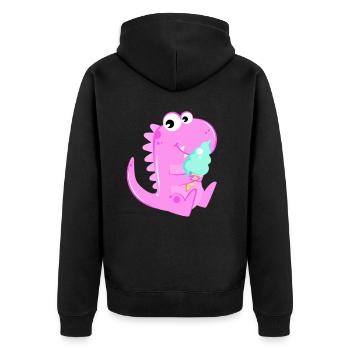 Pink Dino Dinosaur Ice Cream Ice Kids Kids - Unisex Premium Organic Zip Hoodie - black - Back - Nico (187cm)