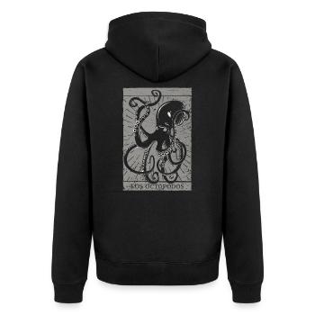 Okkulte Kraken Tarot Karte Vintage Gothic Baphomet - Unisex Premium Bio Zip Hoodie - Schwarz - Hinten - Nico (187cm)