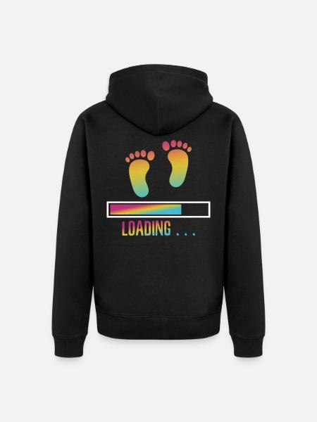 Baby Loading Babybauch Babysprüche Füsse Geschenk - Unisex Premium Bio Zip Hoodie - Schwarz