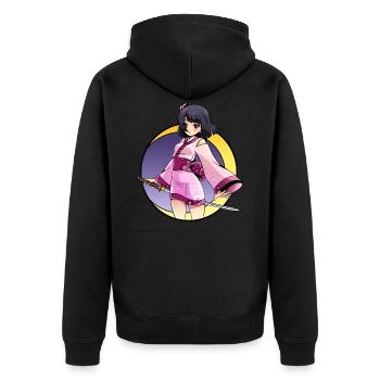 Samouraï anime girl - Veste à capuche bio Premium Unisexe - noir - Dos - Nico (187cm)