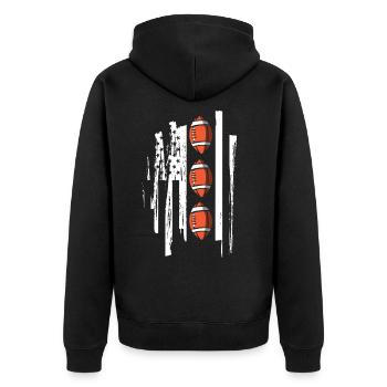 Football Amerika - Unisex Premium Bio Zip Hoodie - Schwarz - Hinten - Nico (187cm)