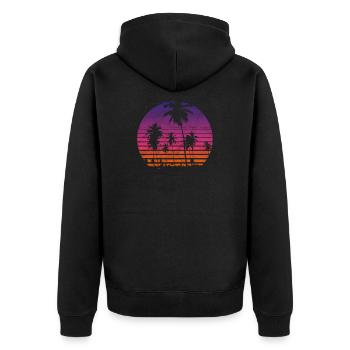 Synthwave Retrowave Aesthetic Vintage Drive Laser - Unisex Premium Organic Zip Hoodie - black - Back - Nico (187cm)