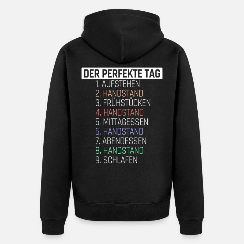 Handstand Turnen Geschenk - Unisex Premium Bio Zip Hoodie - Schwarz