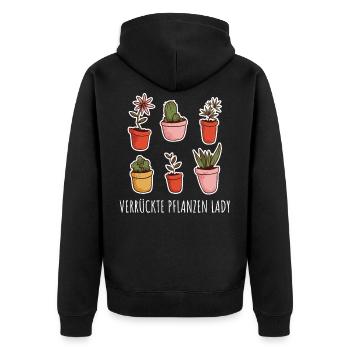 Floristin Blumen Blumenladen Geschenk Floristik - Unisex Premium Bio Zip Hoodie - Schwarz - Hinten - Nico (187cm)