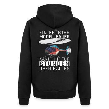 Modellbauer Modellbau Hubschrauber Geschenk Lustig - Unisex Premium Bio Zip Hoodie - Schwarz - Hinten - Nico (187cm)
