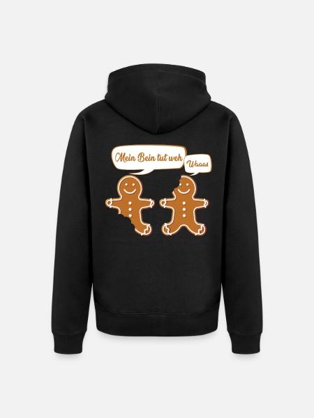 Lebkuchen Weihnachten - Lustiger Spruch - Unisex Premium Bio Zip Hoodie - Schwarz
