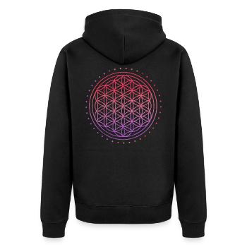 Sacred Geometry Flower of Life - Psychedelic - Unisex Premium Organic Zip Hoodie - black - Back - Nico (187cm)