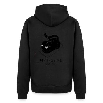 Frechte Katzen Lustig Cool Schwarzer Kater Präsent - Unisex Premium Bio Zip Hoodie - Schwarz - Hinten - Nico (187cm)