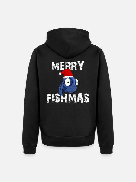 Merry Fishmas - Merry Christmas - - Veste à capuche bio Premium Unisexe - noir