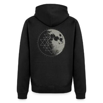 Géométrie sacrée Sri Yantra Moon - Psychedelic - Veste à capuche bio Premium Unisexe - noir - Dos - Nico (187cm)