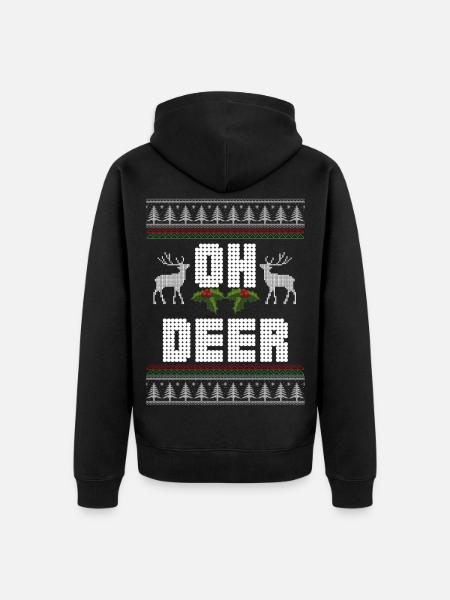 oh deer - Unisex Premium Organic Zip Hoodie - black