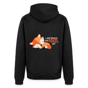 Fuchs Füchse Füchsin Rotfuchs Waldfuchs Geschenk - Unisex Premium Bio Zip Hoodie - Schwarz - Hinten - Nico (187cm)