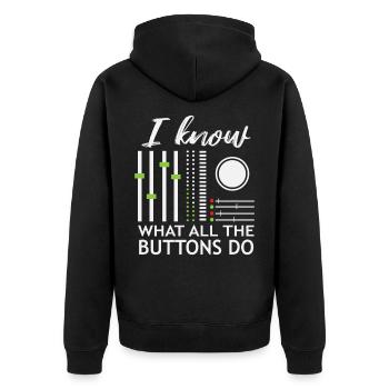 DJ Mischpult Discjockey Disc Jockey Party Geschenk - Unisex Premium Bio Zip Hoodie - Schwarz - Hinten - Nico (187cm)