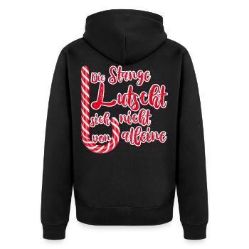 Zuckerstange Lutschen Lustige Sprüche Weihnachten - Unisex Premium Bio Zip Hoodie - Schwarz - Hinten - Nico (187cm)