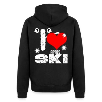Apres Ski - Unisex Premium Bio Zip Hoodie - Schwarz - Hinten - Nico (187cm)