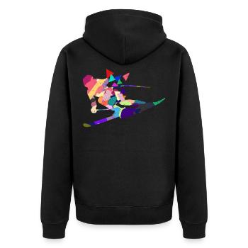 Skifahrer Skifahrerin Skifahren Skiurlaub Geschenk - Unisex Premium Bio Zip Hoodie - Schwarz - Hinten - Nico (187cm)