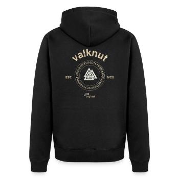 Wikinger Valknut Odin Knoten Wotan Nordische Mythologie - Unisex Premium Bio Zip Hoodie - Schwarz - Hinten - Nico (187cm)