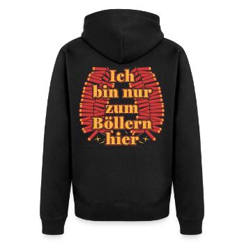 Silvester Neu Jahr Lustiger Spruch - Unisex Premium Bio Zip Hoodie - Schwarz - Hinten - Nico (187cm)