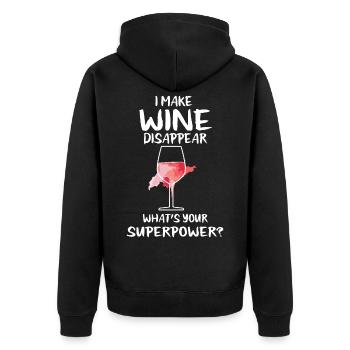 Weinliebhaber - Unisex Premium Bio Zip Hoodie - Schwarz - Hinten - Nico (187cm)